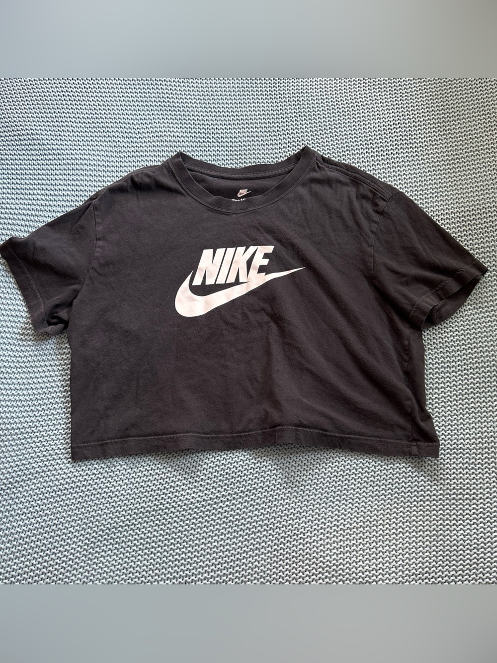 Nike Black Cropped Logo Tee